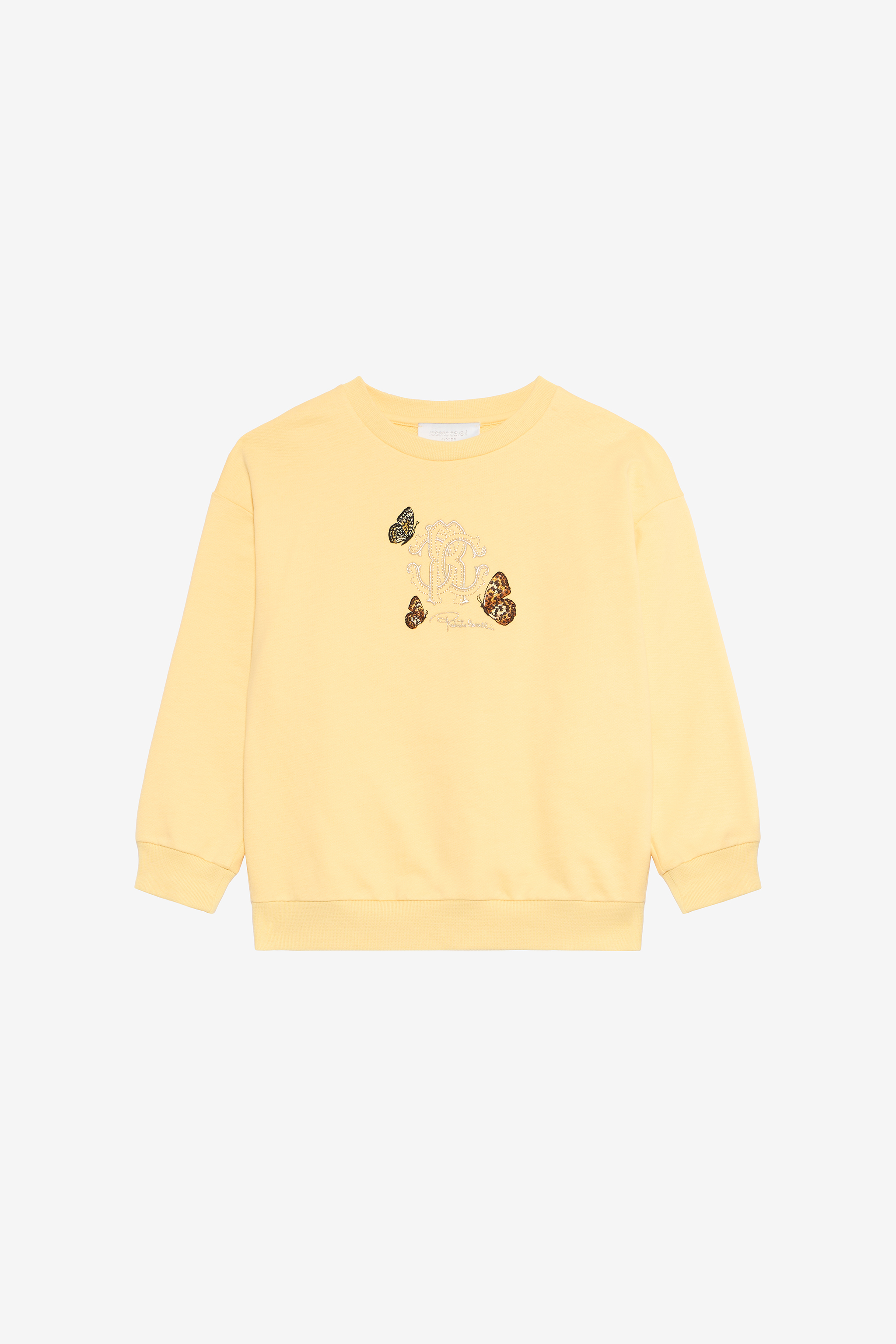 Yellow Sweatshirt With Rc Monogram And Butterflies