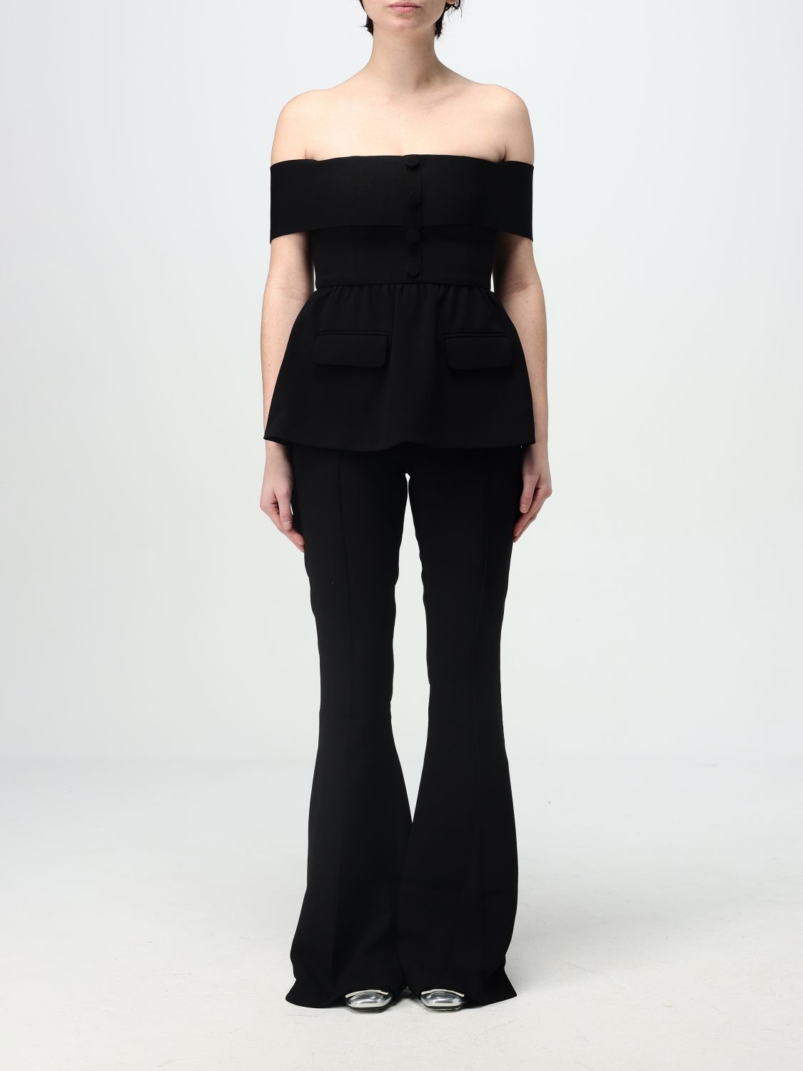 Crepe off-shoulder jumpsuit - Black