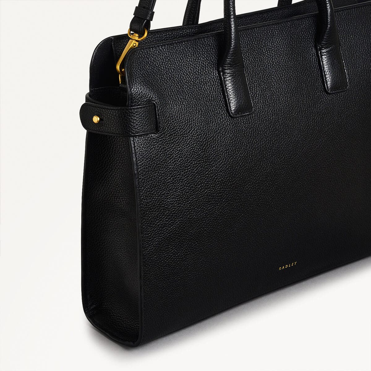 Womens Leather The Rathbone Large Laptop Grab - Black Large