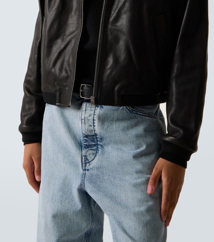 Leather bomber jacket