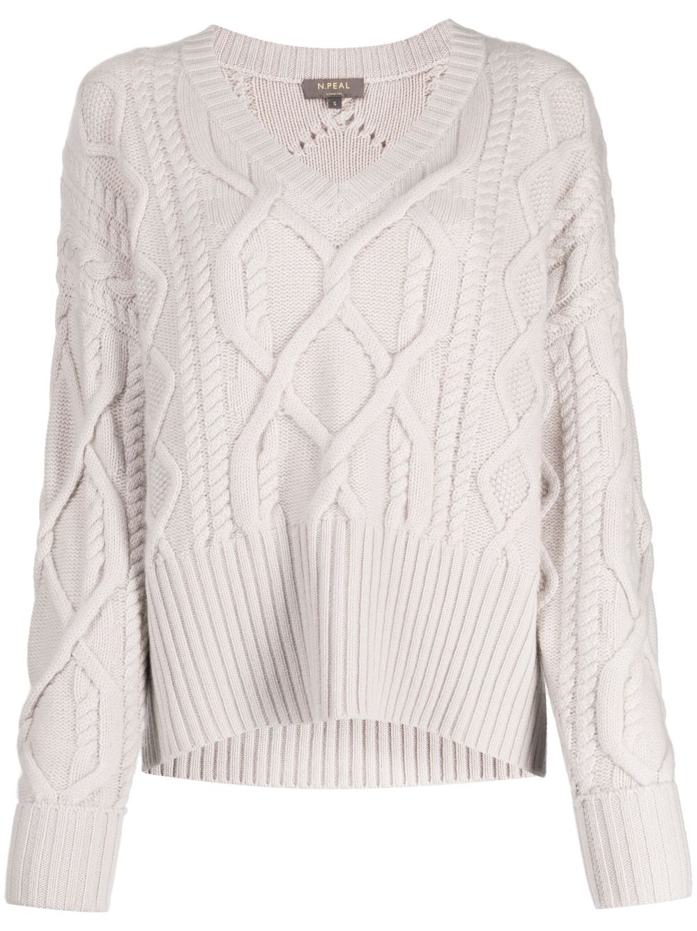 V-neck cable-knit jumper - Grey