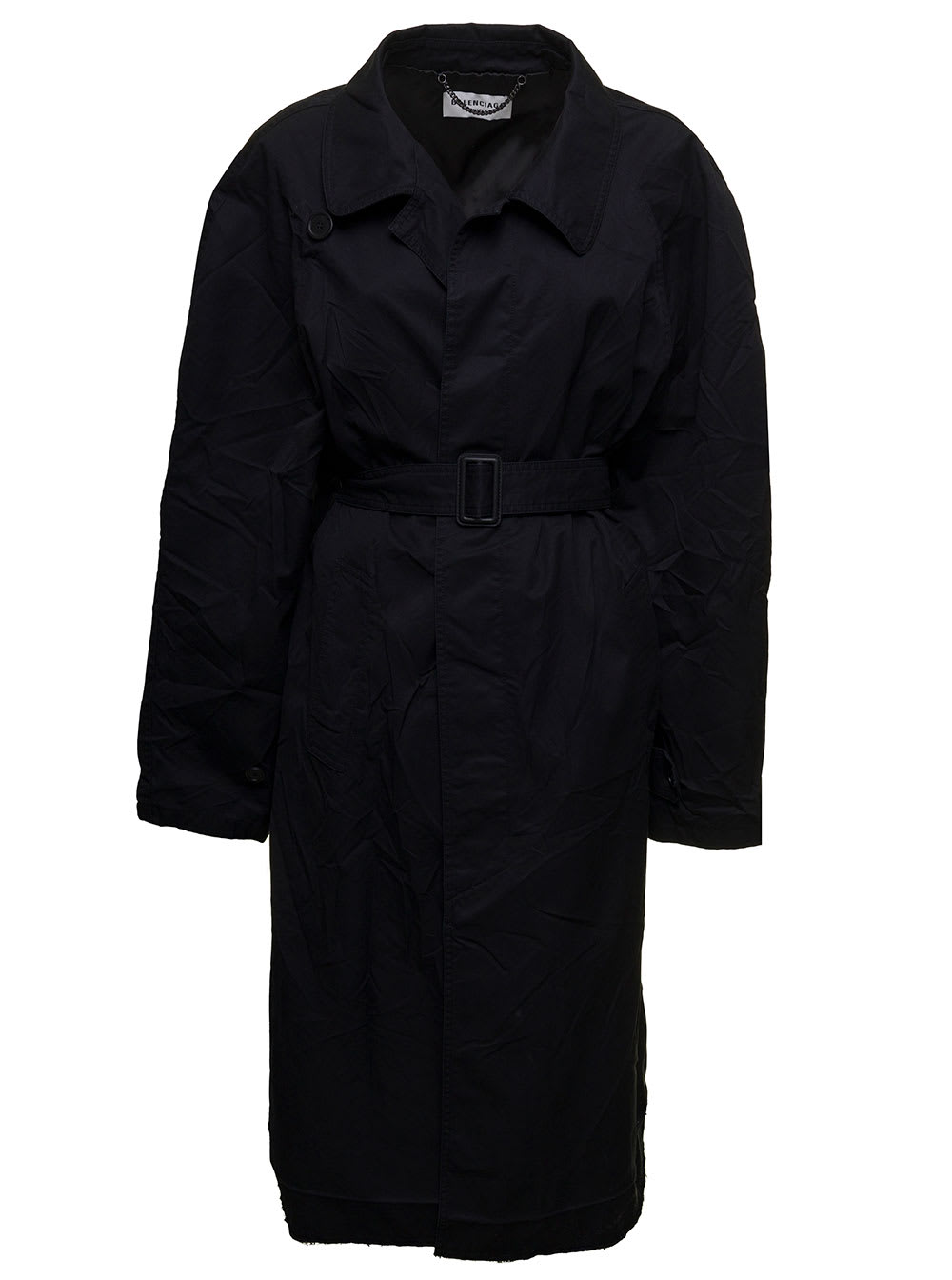 Woman Black Cotton Drill Oversize Overcoat