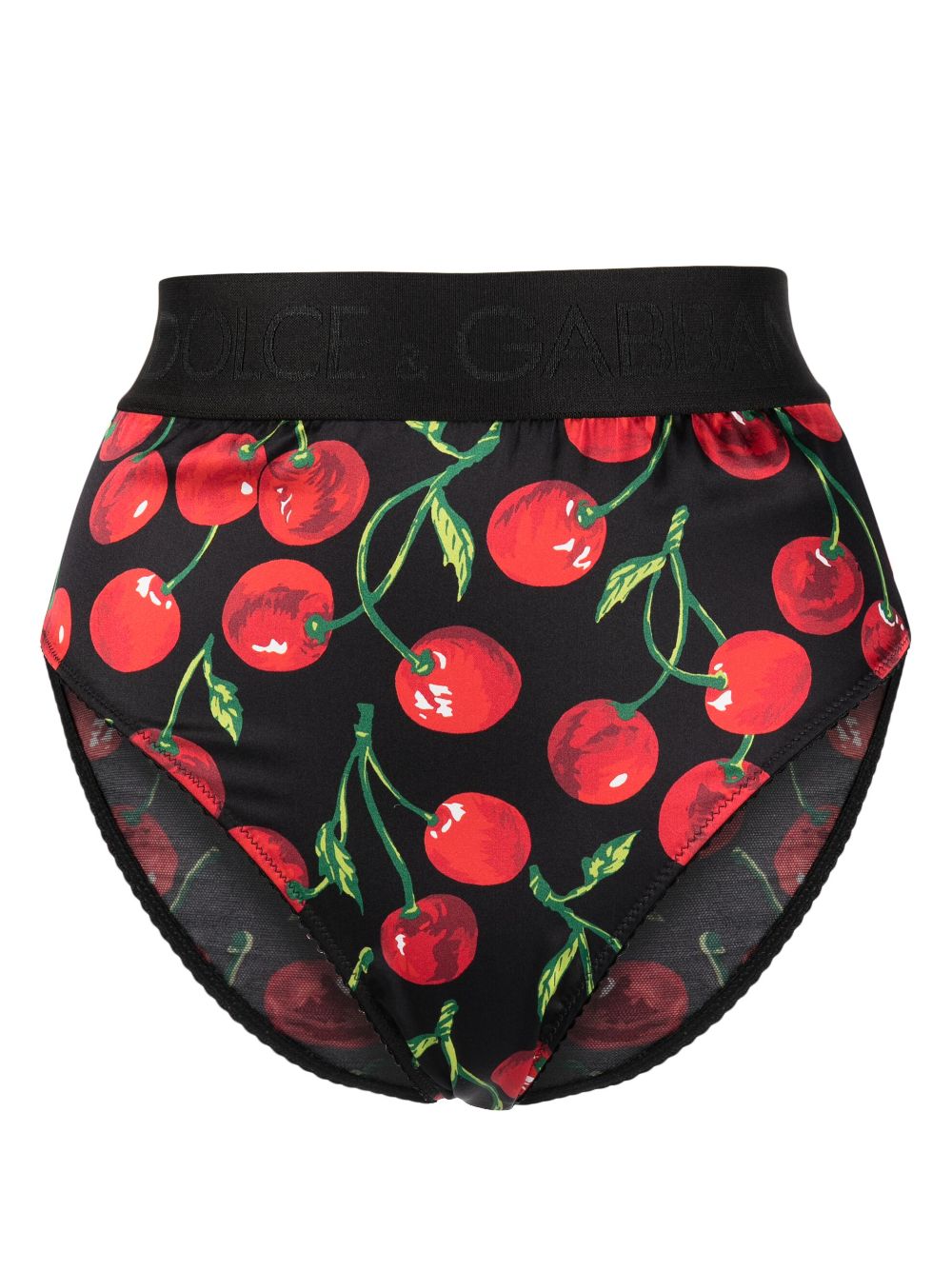 Cherry-print high-waist briefs - Black