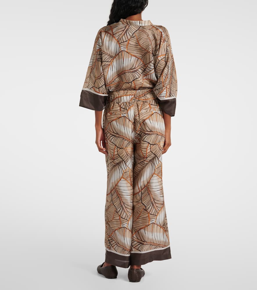 Printed silk wide-leg pants
