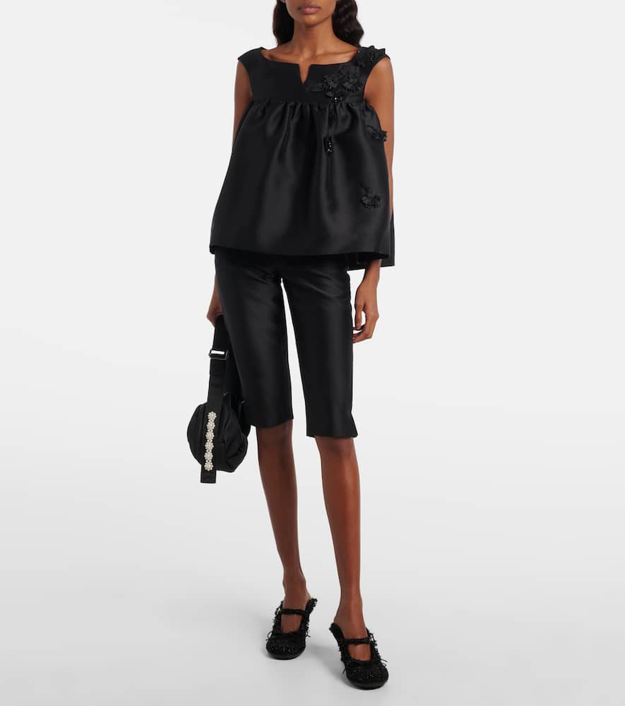 Floral-appliqué top