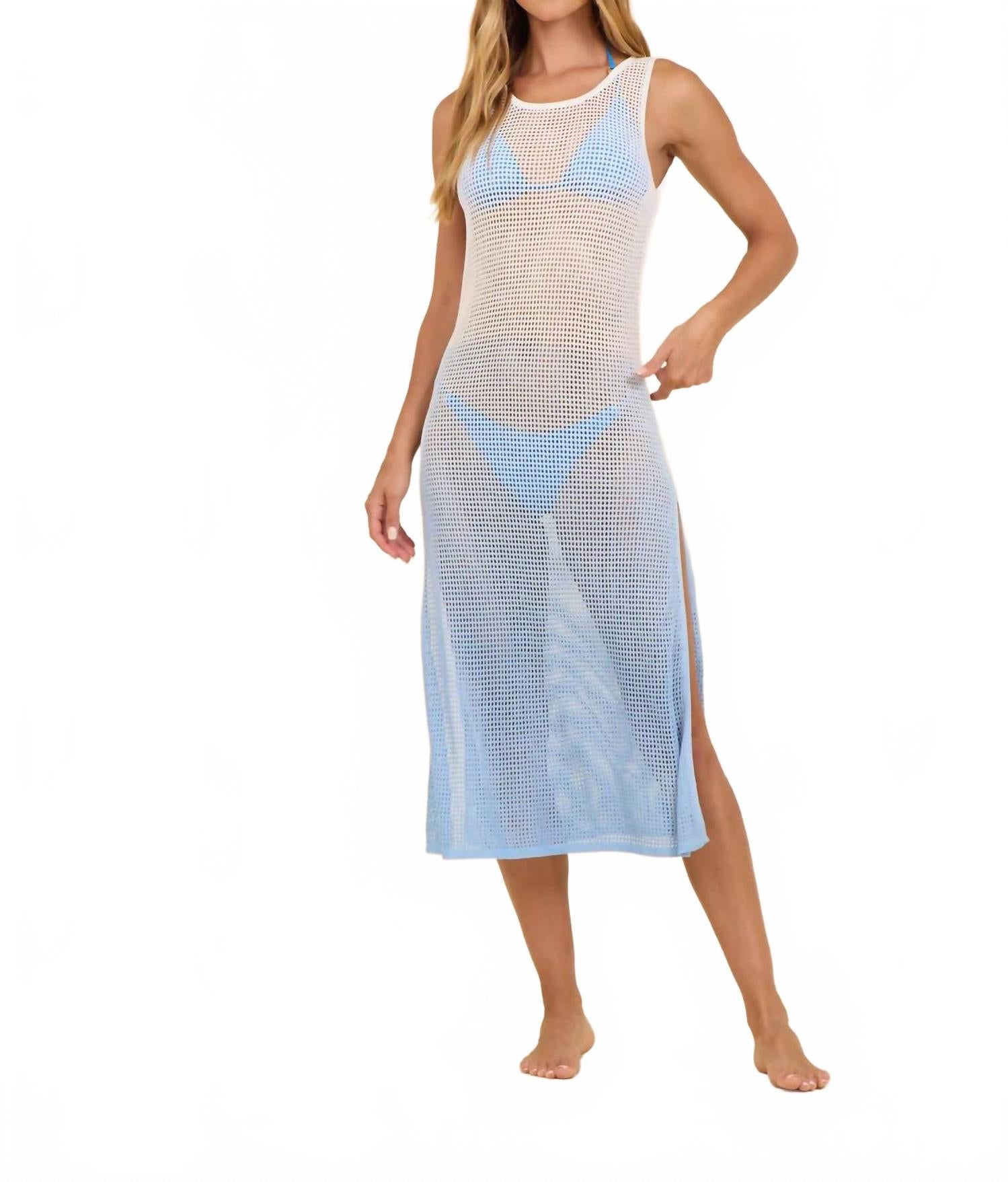 Tanner Coverup Midi Dress In Blue