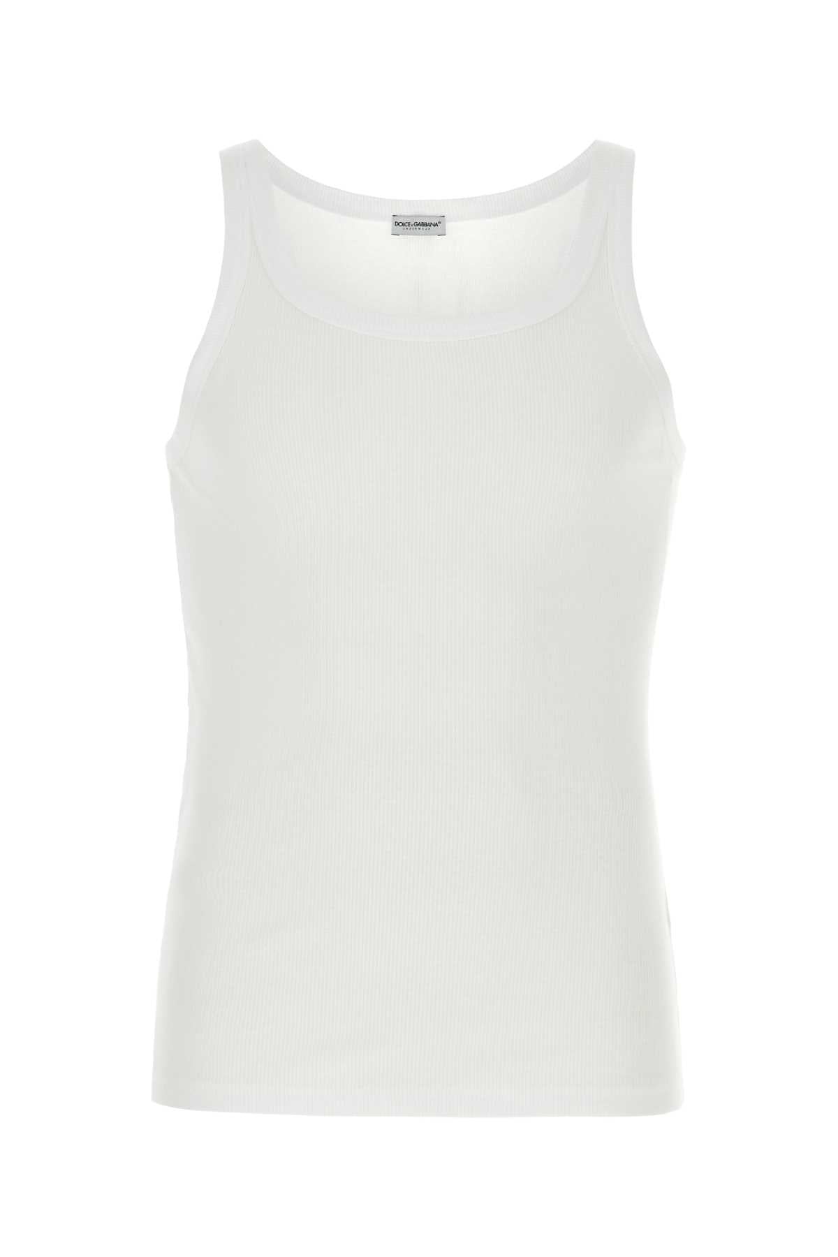 Ribbed Cotton Tank Top — White