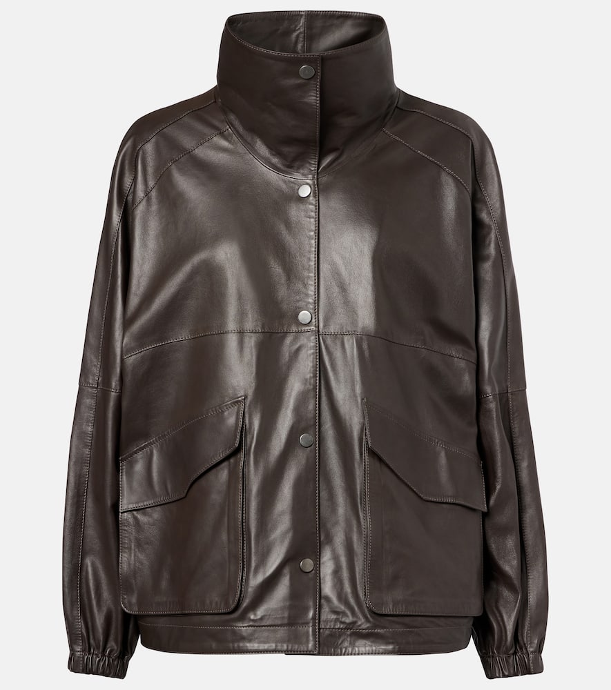 Anorak leather jacket