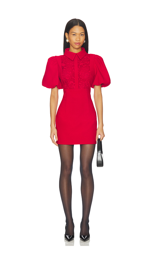 ELLIATT June Puff Sleeve Mini Dress in Red. L. Also in M, S
