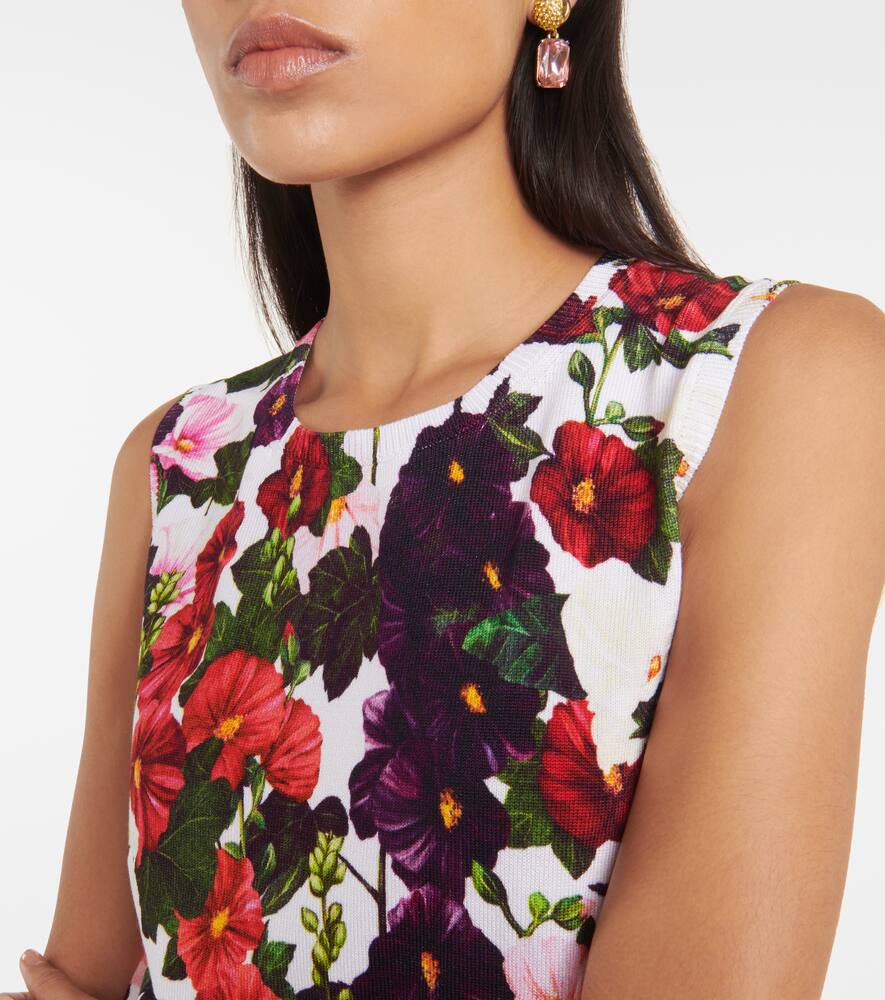 Floral cotton-blend tank top