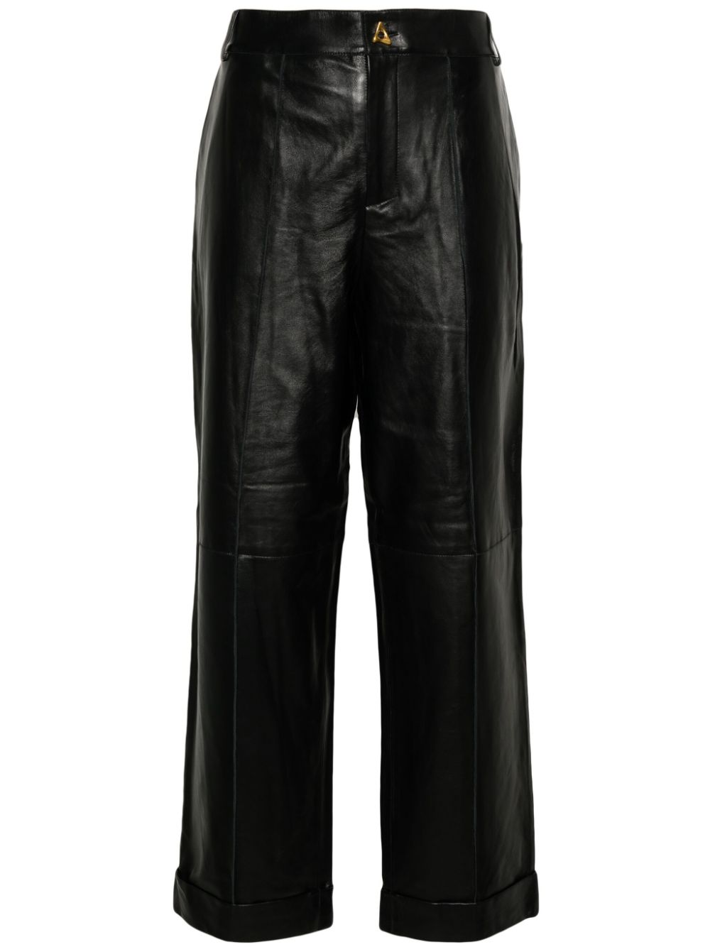 Zima leather straight-leg trousers - Black