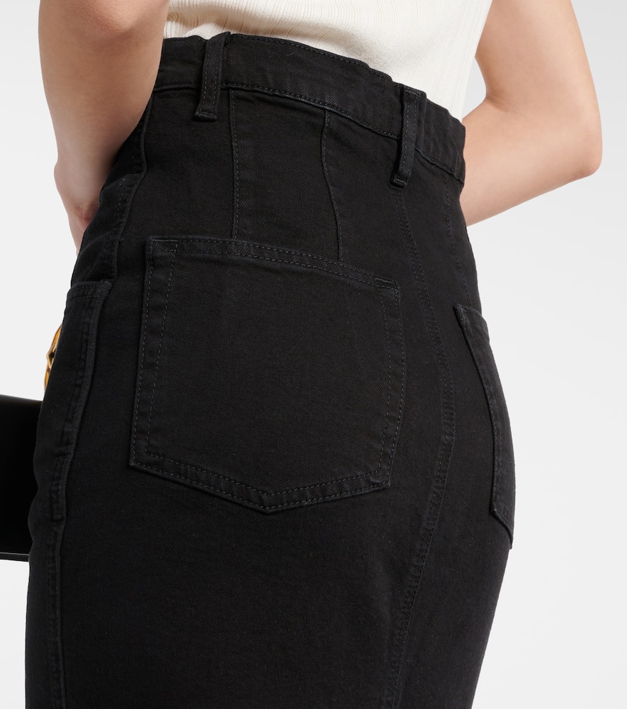 High-rise denim midi skirt