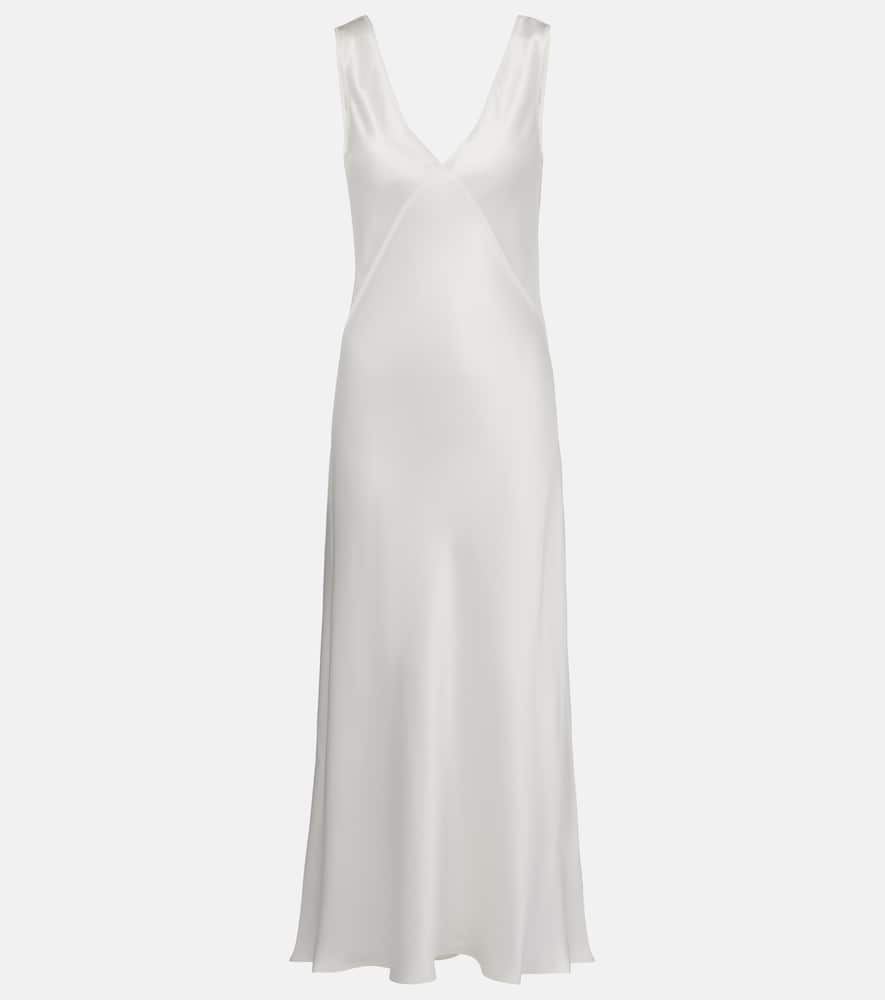 Asceno Bordeaux silk satin slip dress