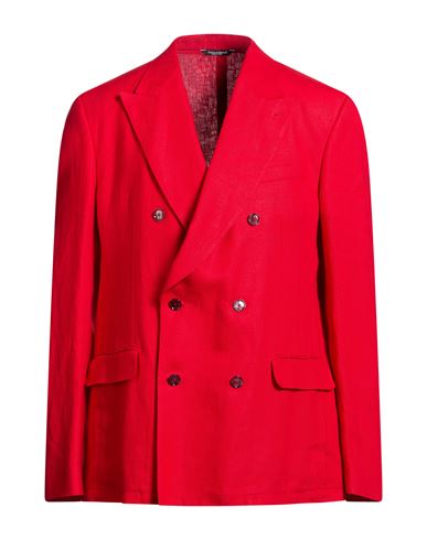Man Blazer Red Size 34 Linen
