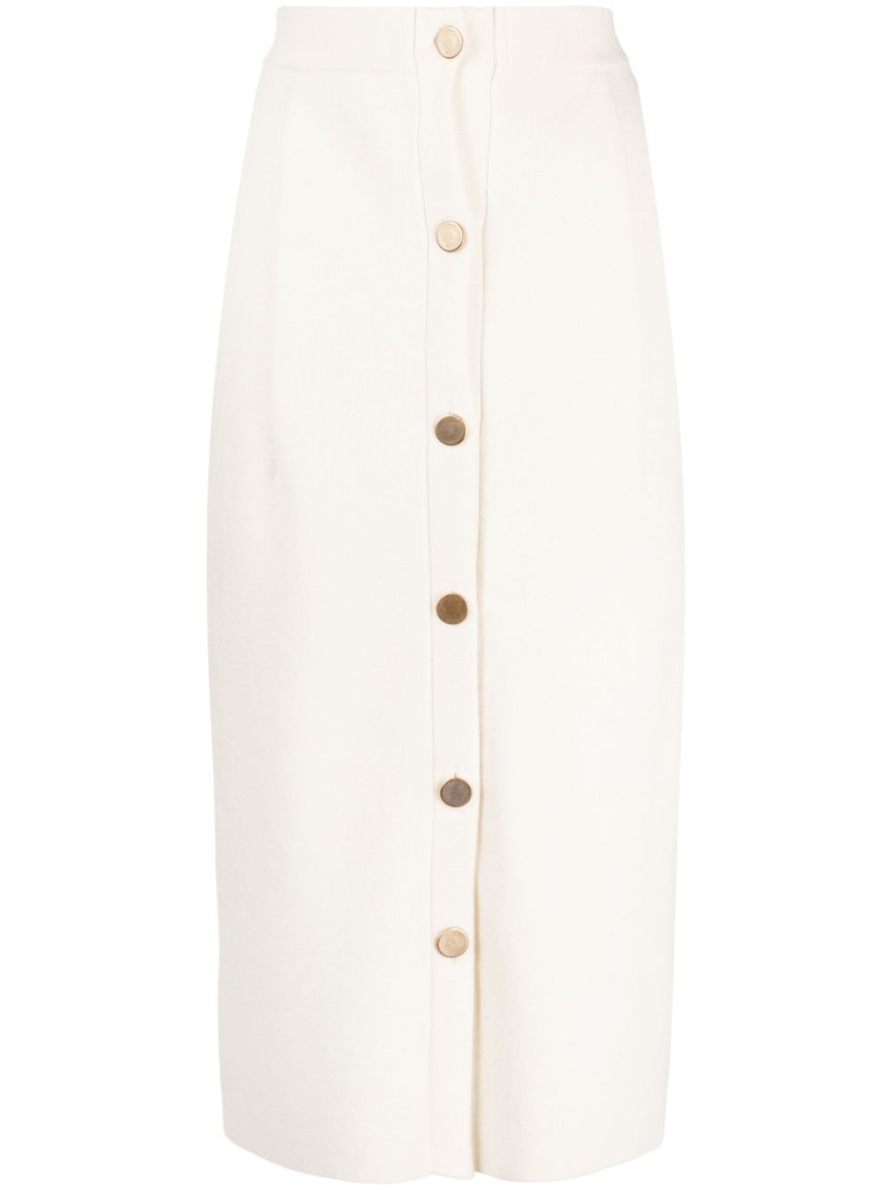 Organic cashmere buttoned skirt - White