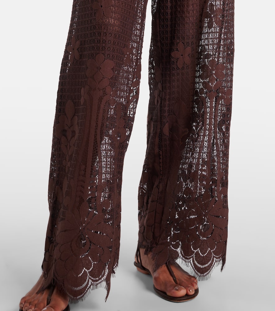 Etta cotton-blend lace wide-leg pants