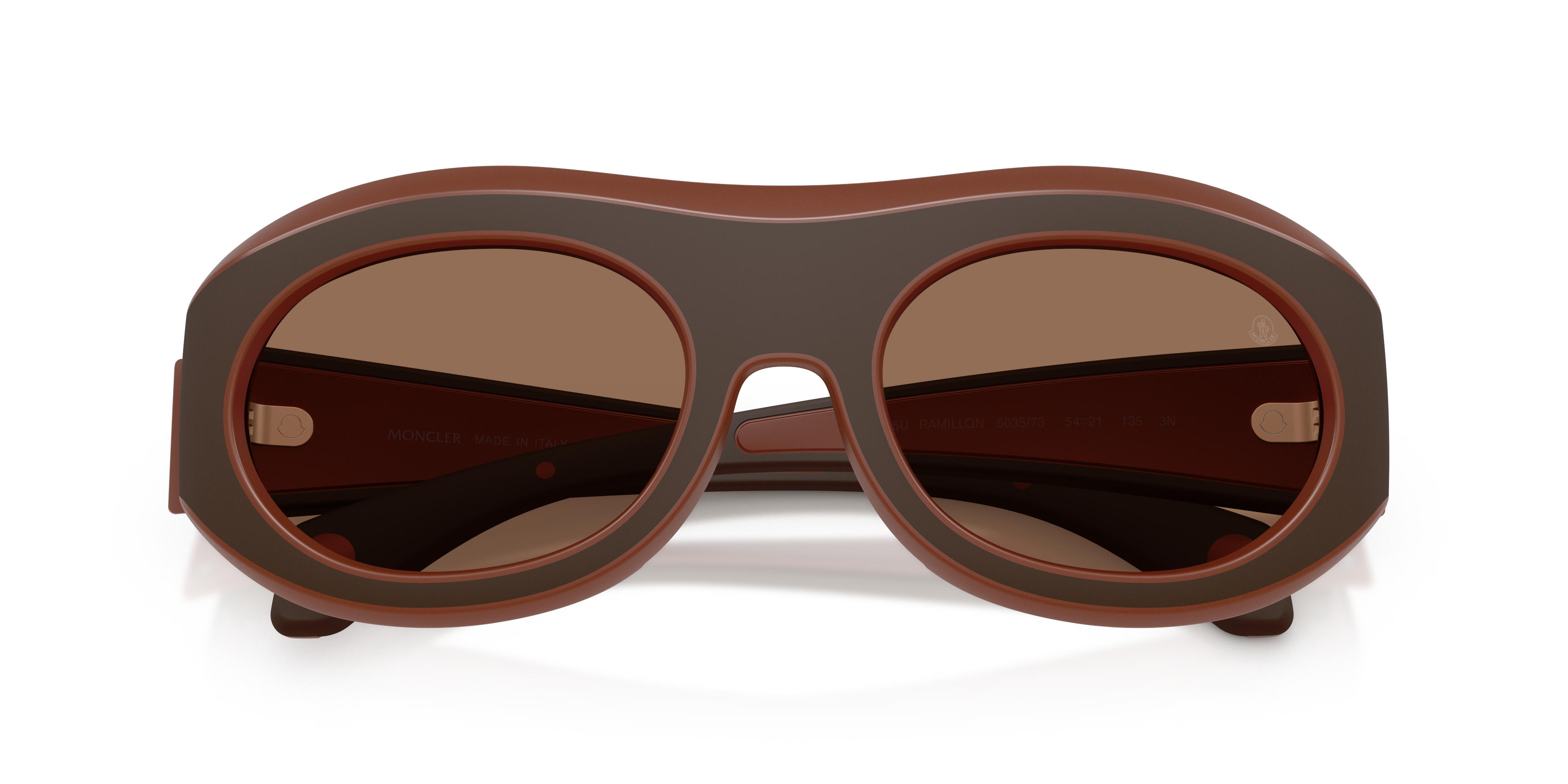 Moncler Unisex Moncler ME8015U RAMILLON 503573 Sunglasses Injected Brown Brown Round Norma