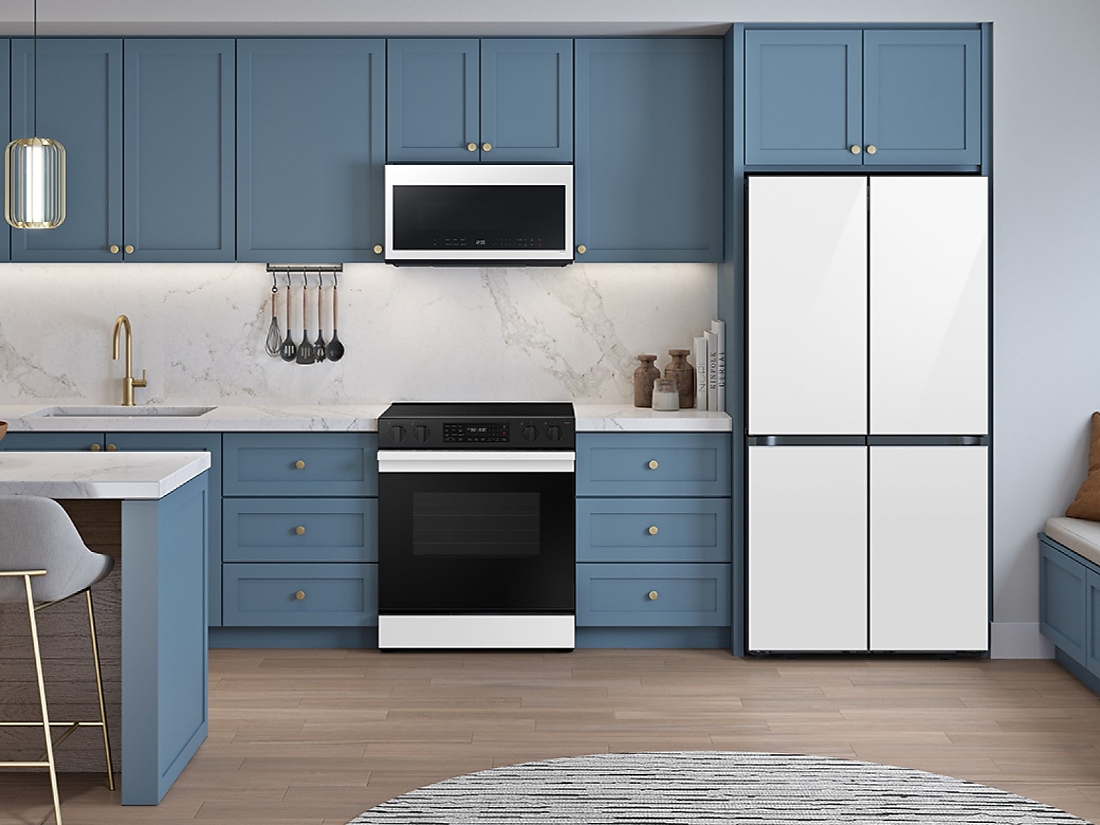 Bespoke 4-Door Flex™ Refrigerator in Panel Ready (29 cu. ft.) with Beverage Center™ in Matte Grey Glass in Panel Ready (Customizable Panels)