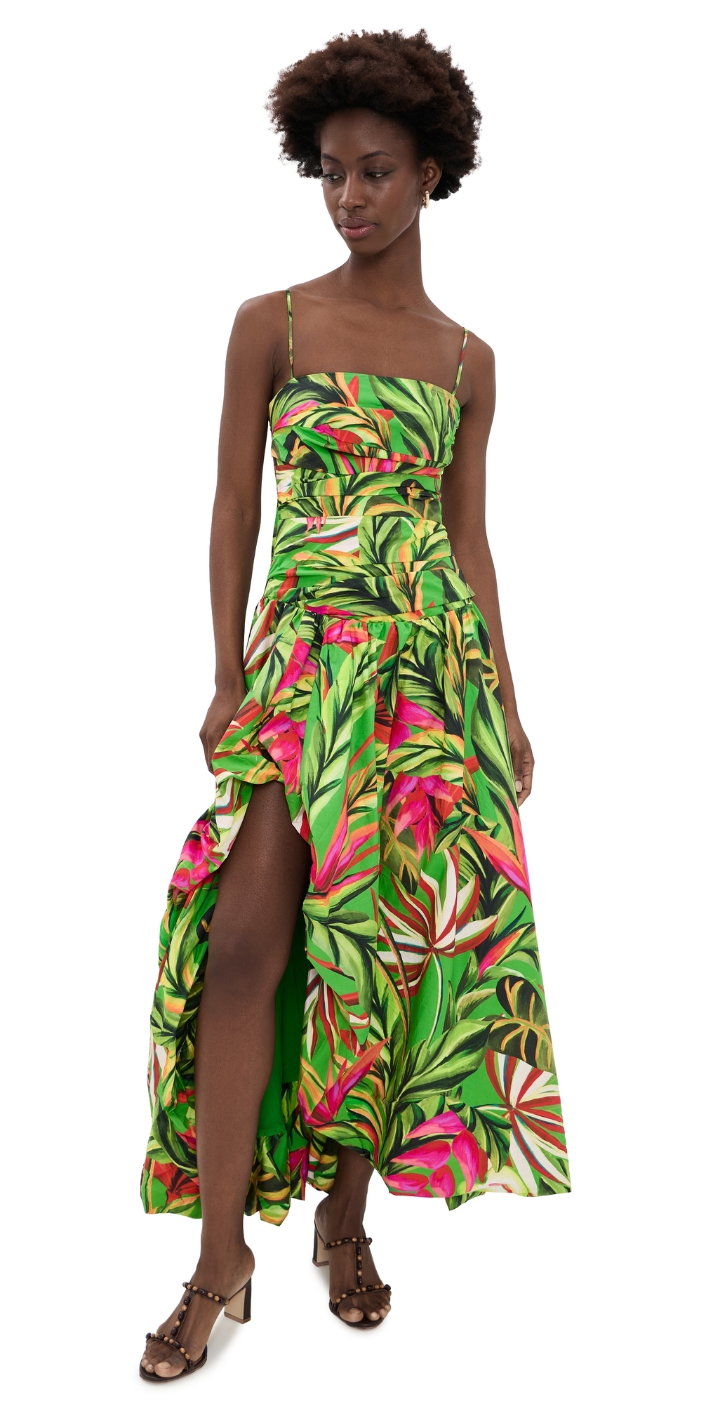 Tropical Dream Green Maxi Dress Orange