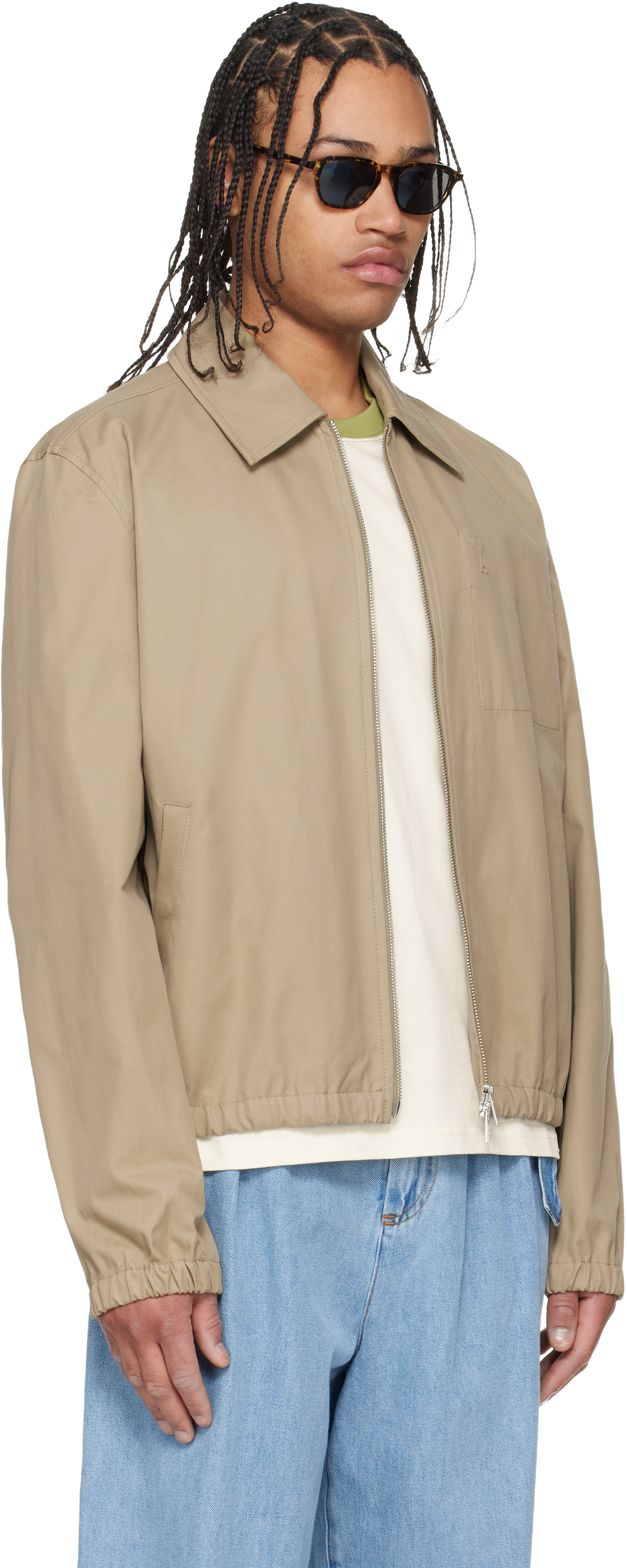 Beige Cotton 'Ami De Coeur' Zipped Jacket