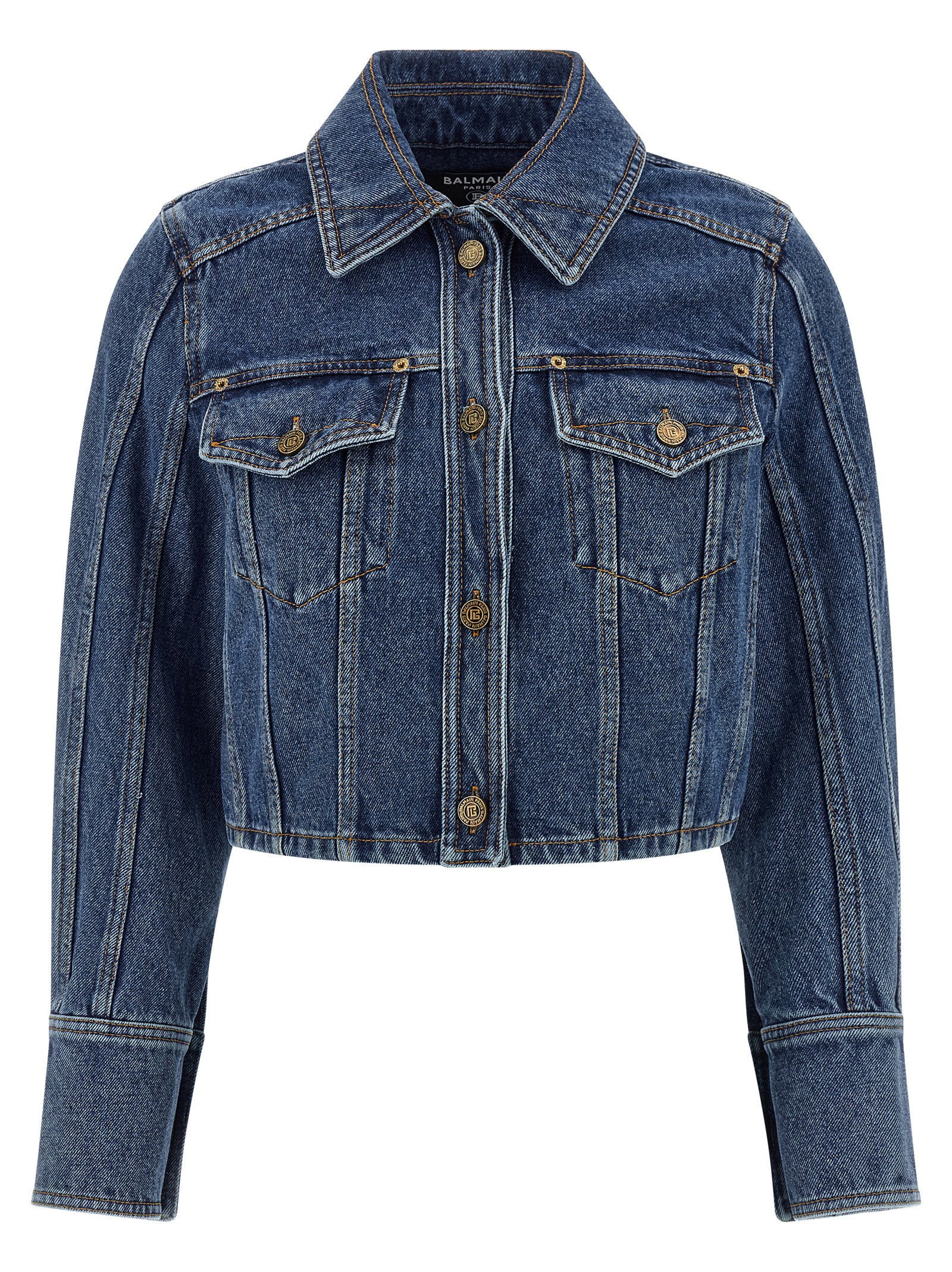 Cropped Denim Jacket — Blue