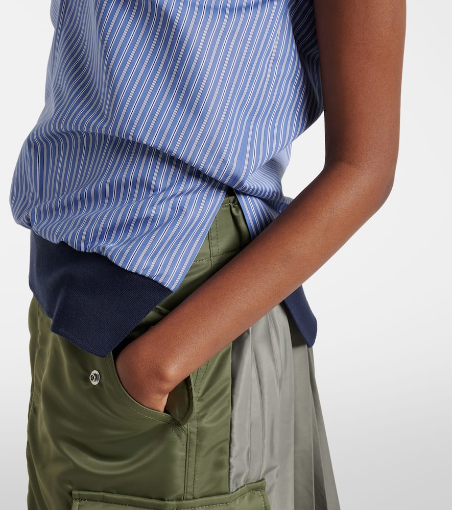 Striped cotton-blend top