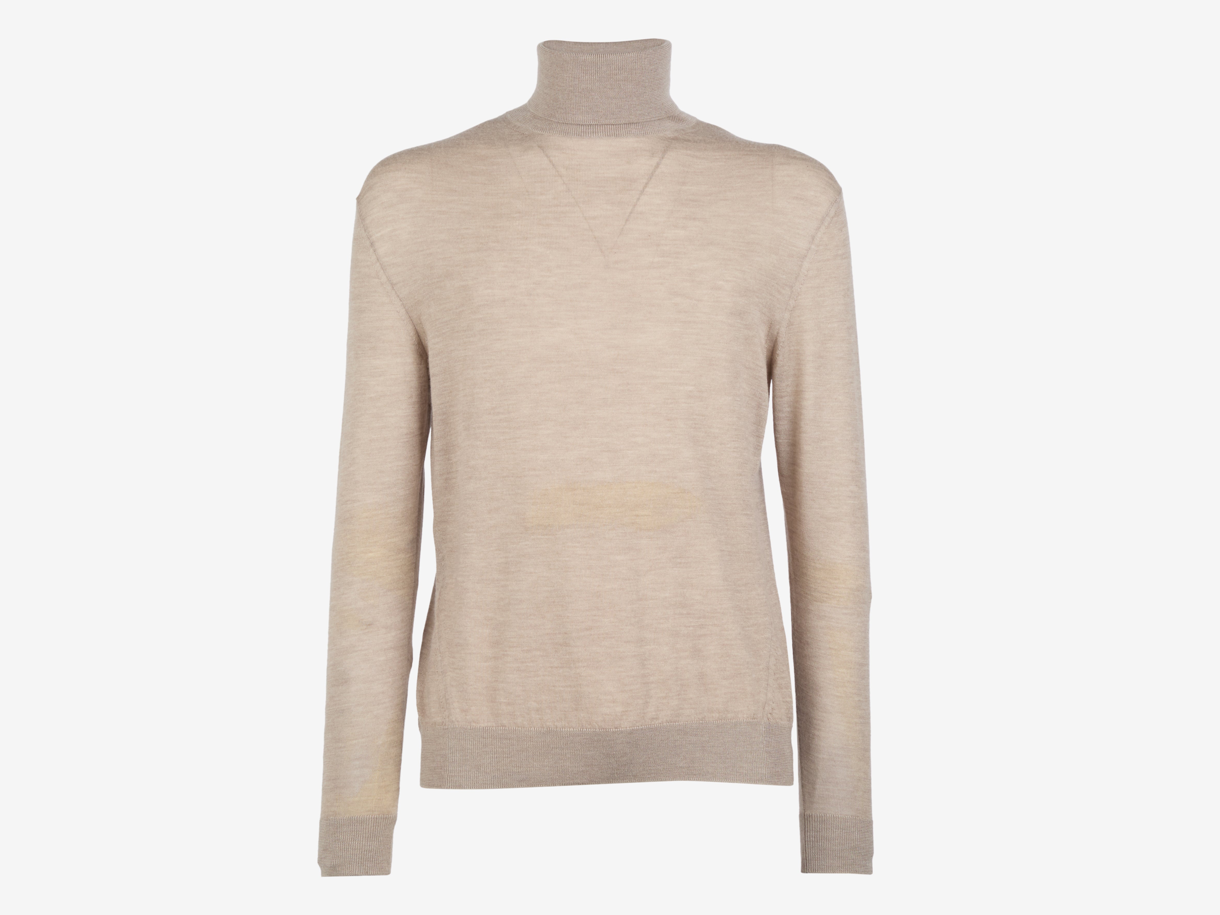 Fine Knit Turtleneck Sweater — Beige
