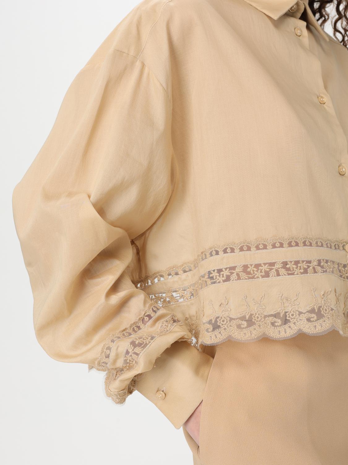 Floral-embroidery shirt - Neutrals