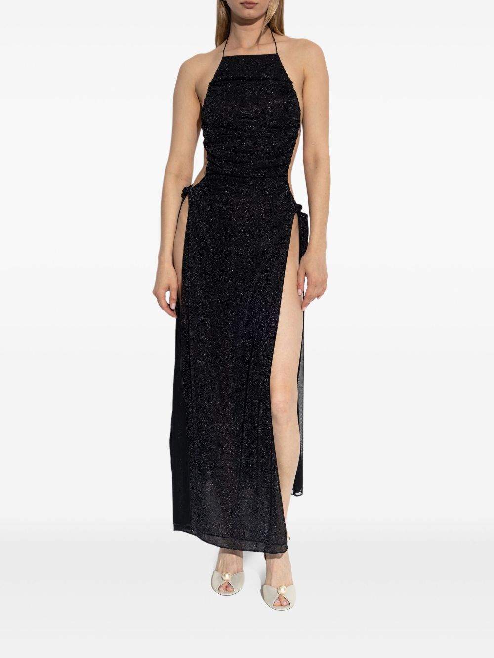 Ruched halterneck maxi dress - Black