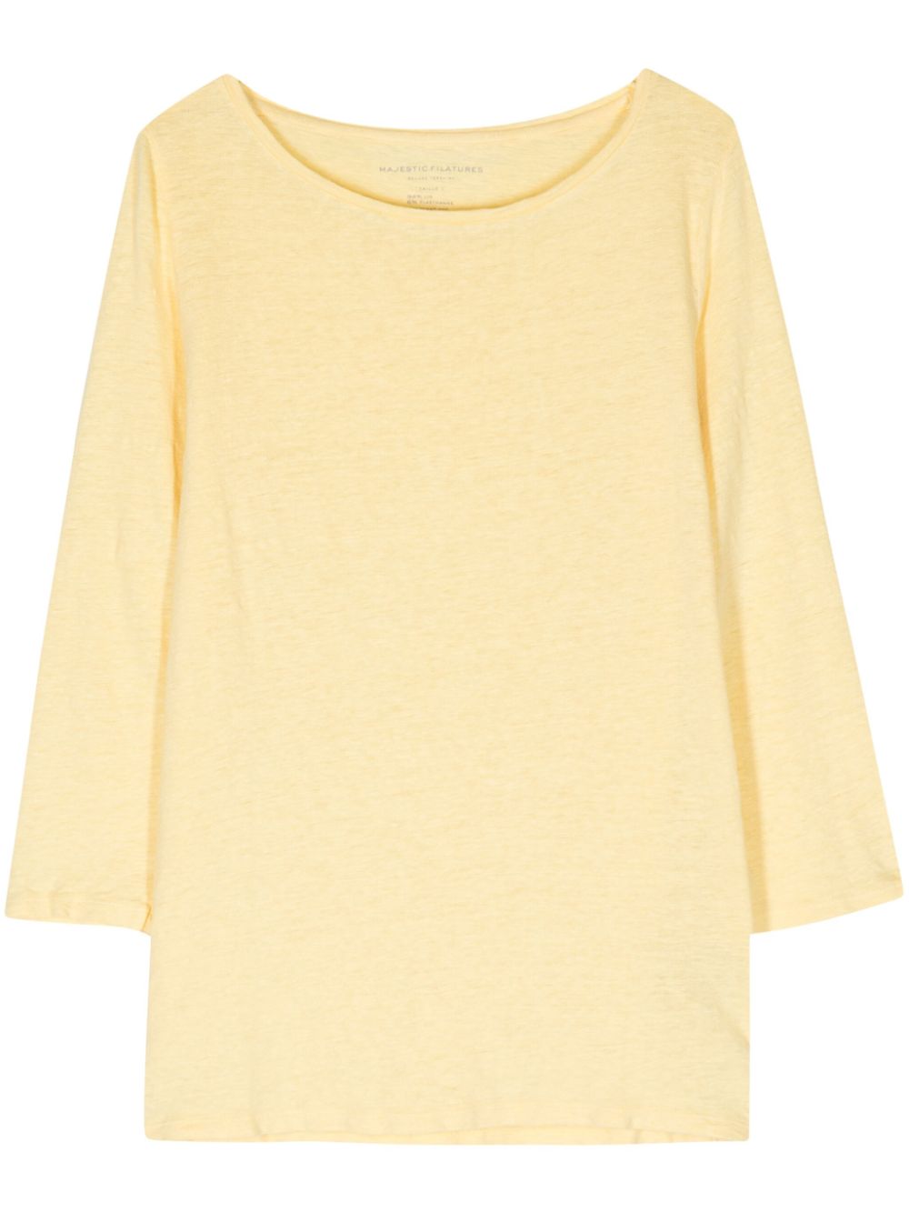 Textured linen-blend T-shirt - Yellow
