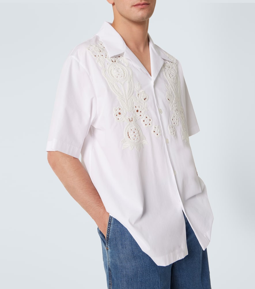 Embroidered cotton poplin bowling shirt