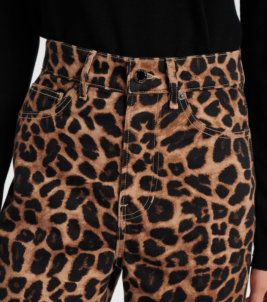 Leopard-print high-rise wide-leg pants