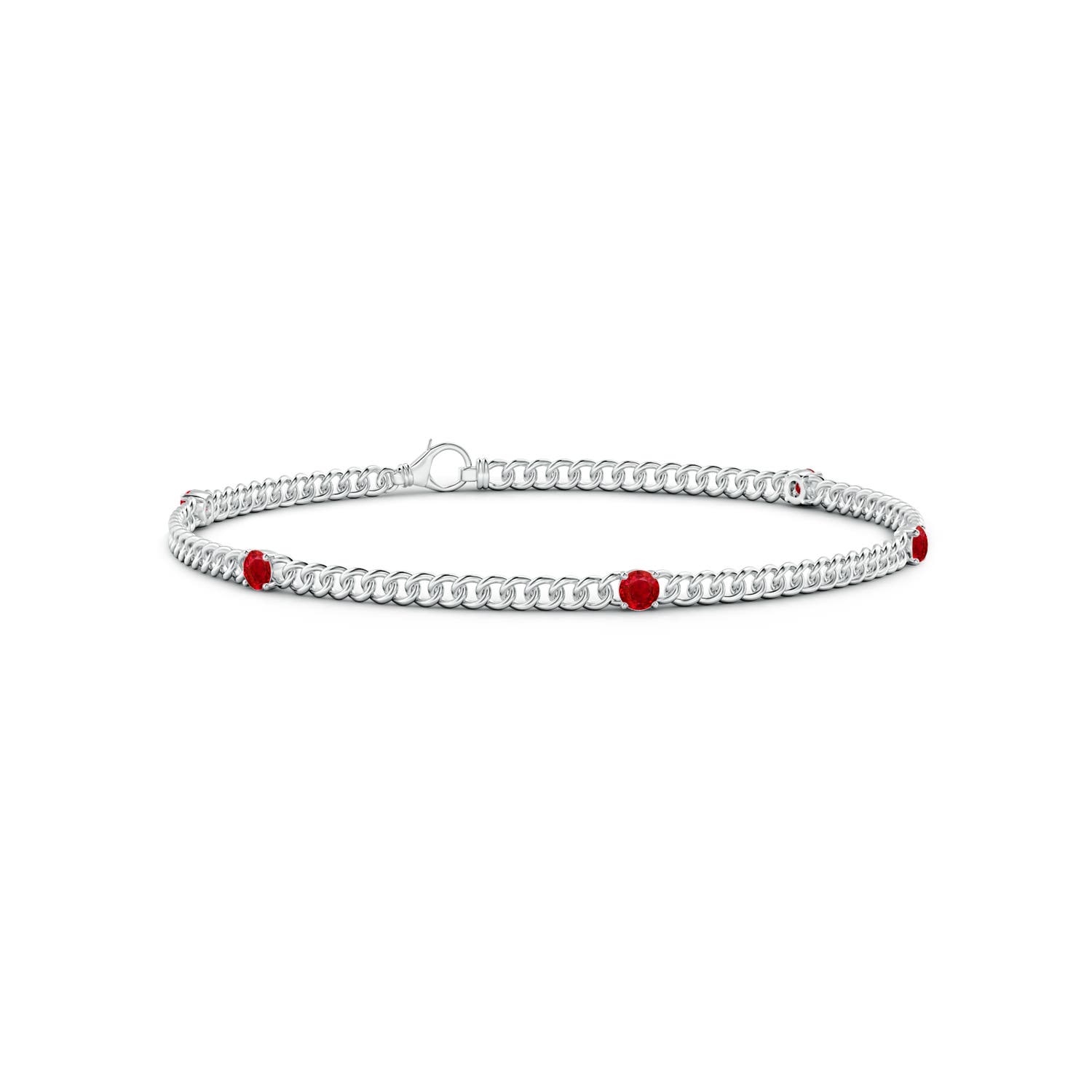 Angara 0.7 Carat Five Stone Ruby Station Bracelet in 14K White Gold