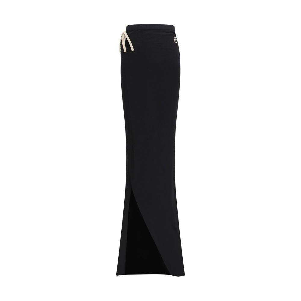 Side-Drawstring Cotton Jersey Skirt — Black