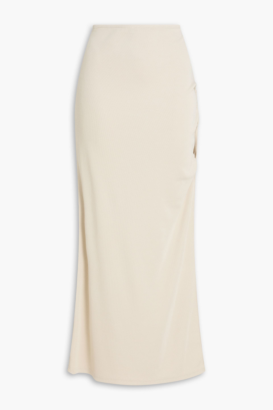 Draped waffle-knit midi skirt - White - UK 14