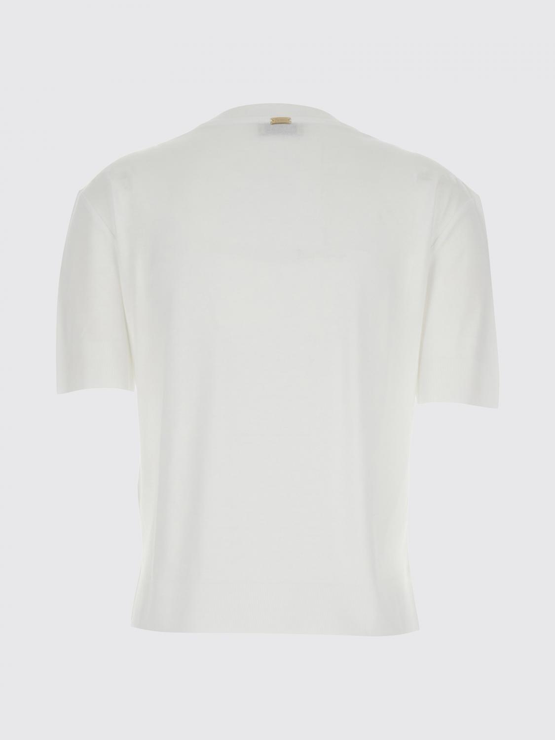 Fine-knit short-sleeved jumper - White