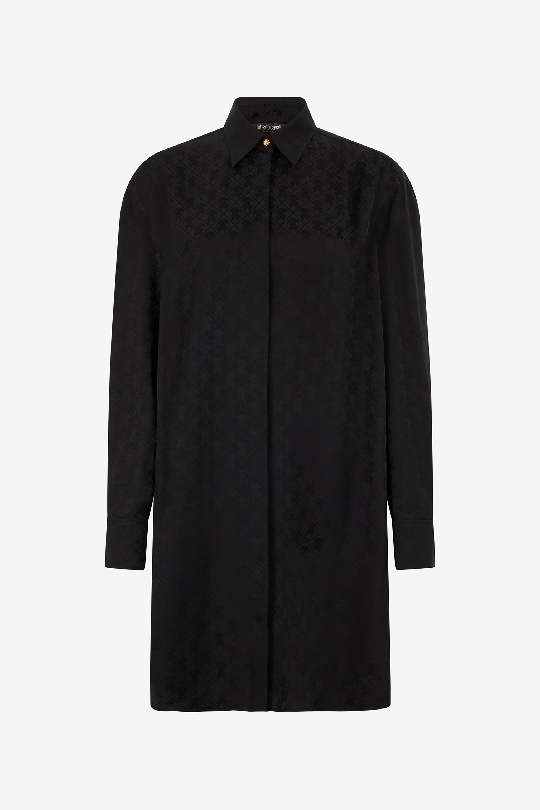 Silk Mini Shirt Dress With Monogram Rc
