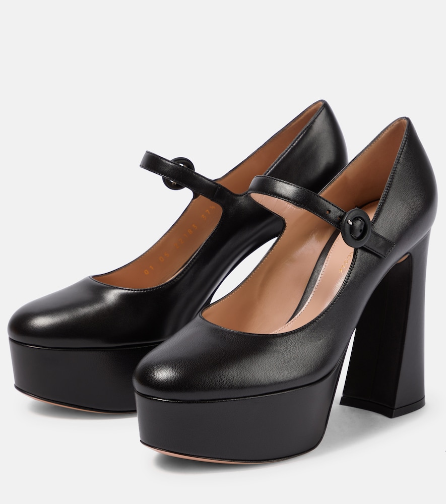 Mary Jane leather platform pumps