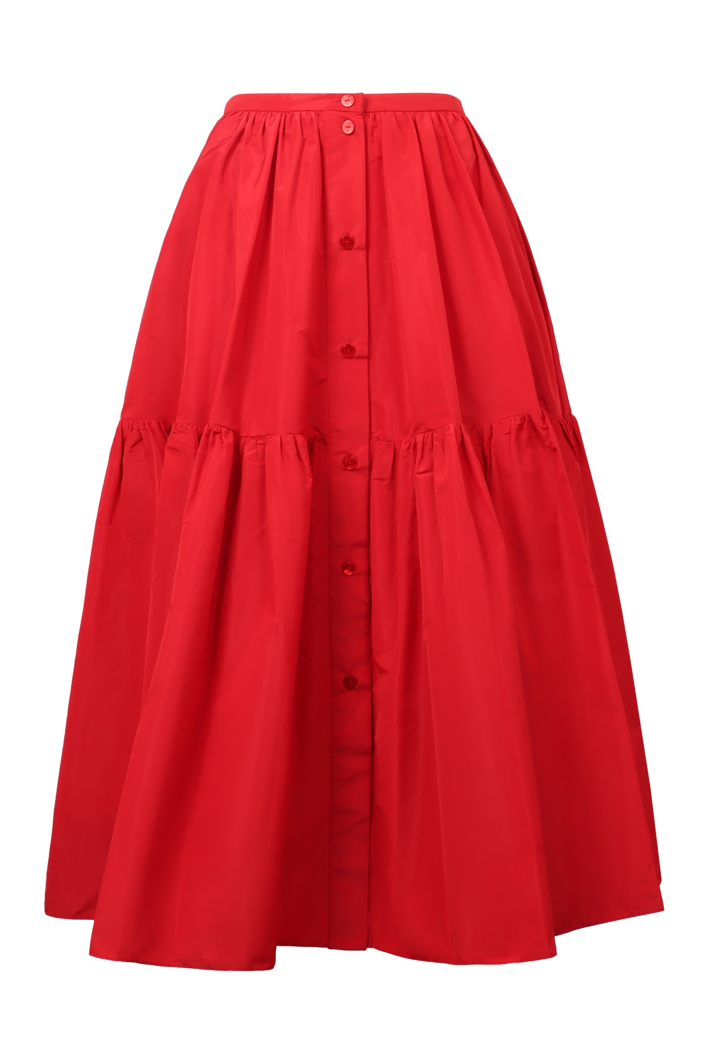 Button-up tiered midi skirt