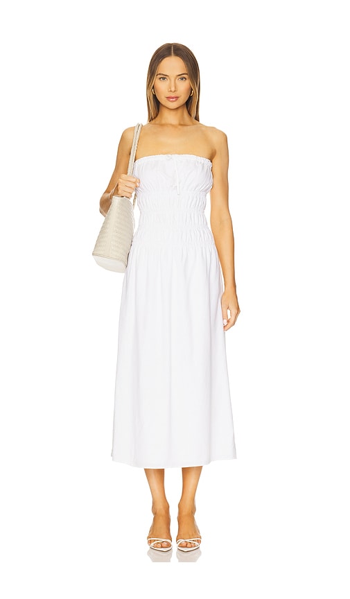 Onia MAXIKLEID AIR LINEN SMOCKED in White. Größe XS. Also in L, M
