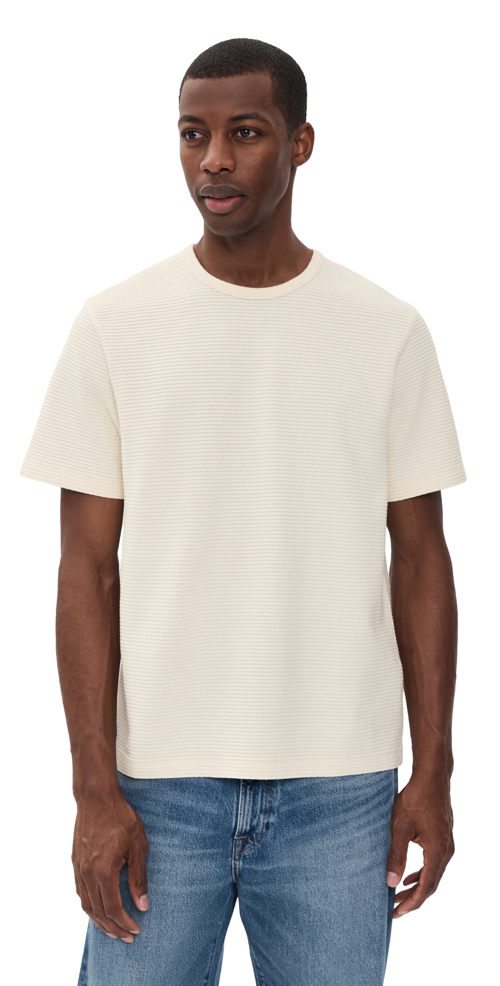 Jacquard Stripe Tee Cream