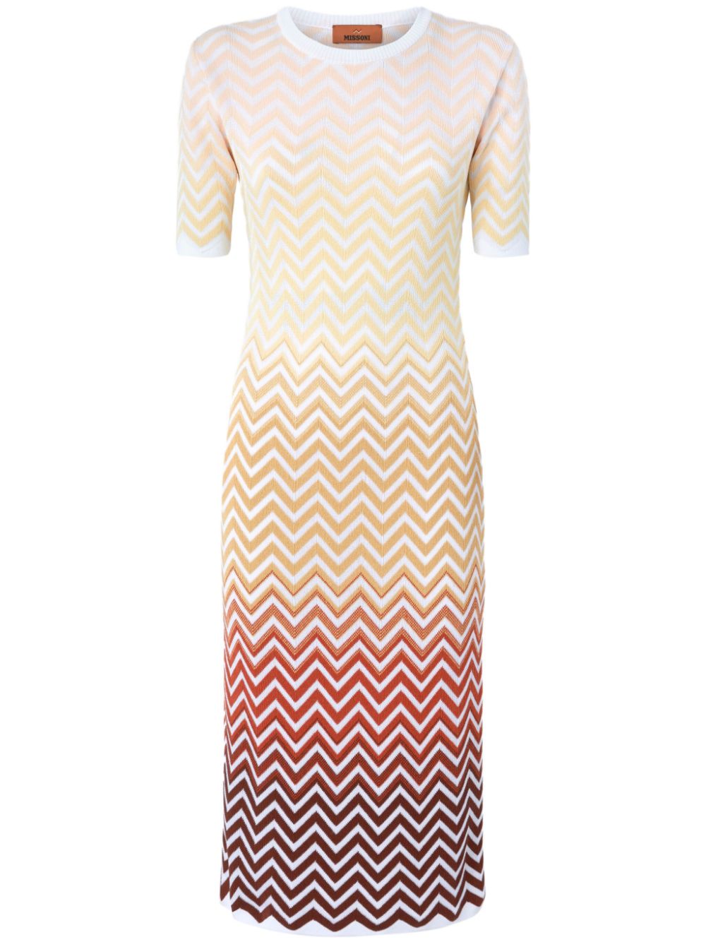 Zigzag-woven midi dress - White