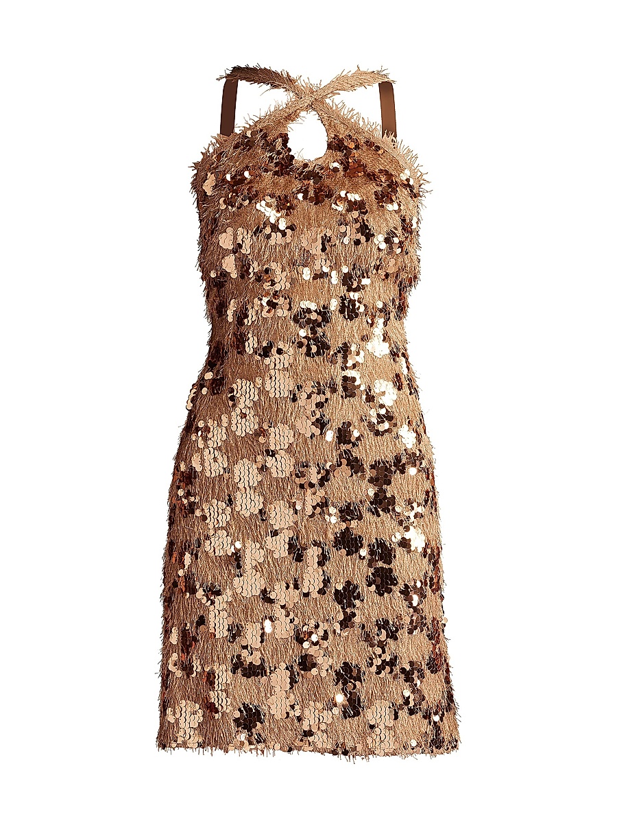 Women's Sequined Crisscross Minidress - Golden