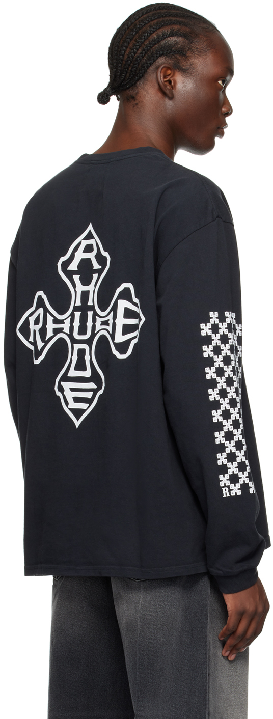 Rhude Black Cross Long Sleeve T-Shirt