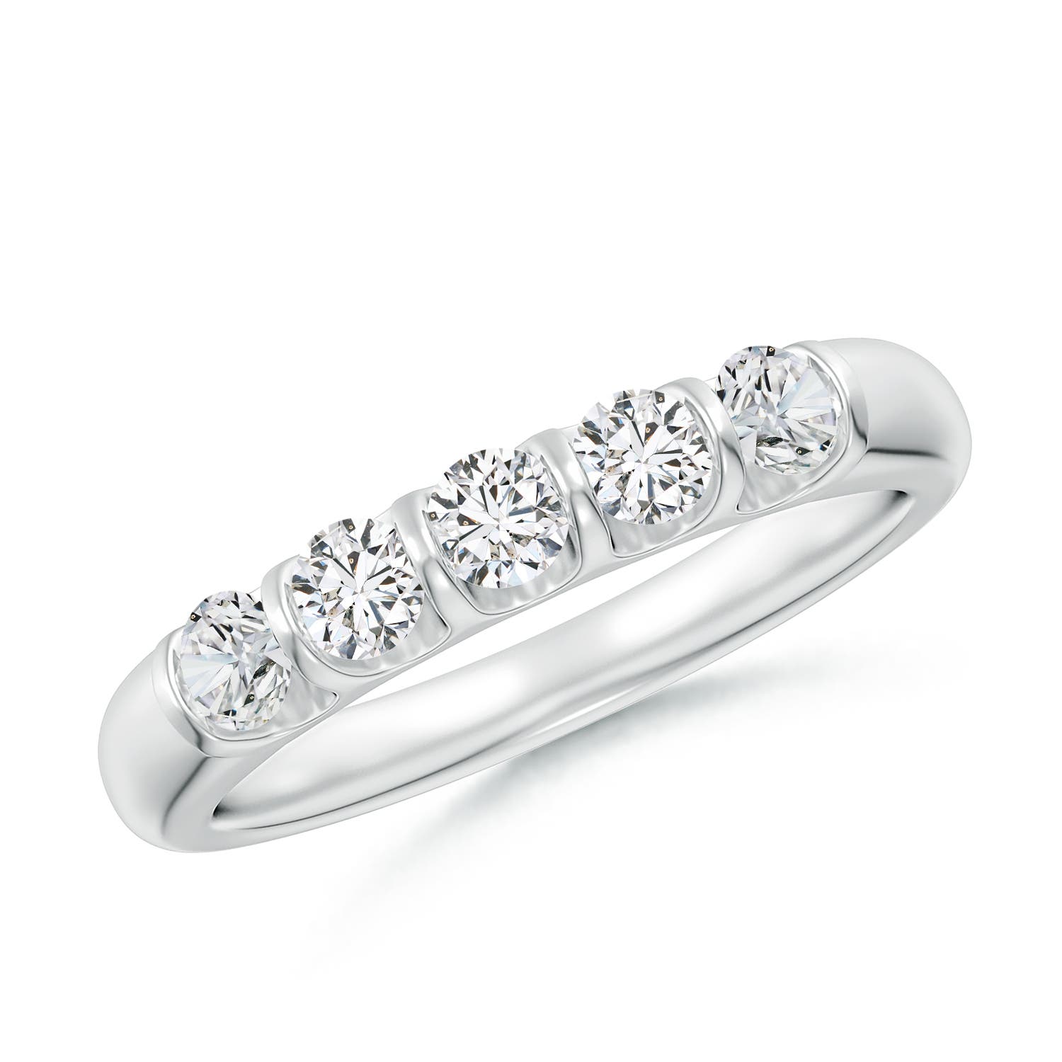 Angara 0.53 Carat Bar Set Five Stone Round Diamond Wedding Ring for Her in Platinum