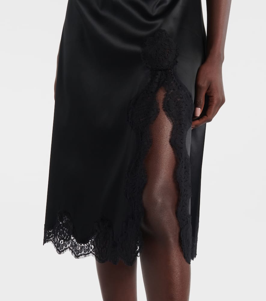 Lace-trimmed satin slip dress