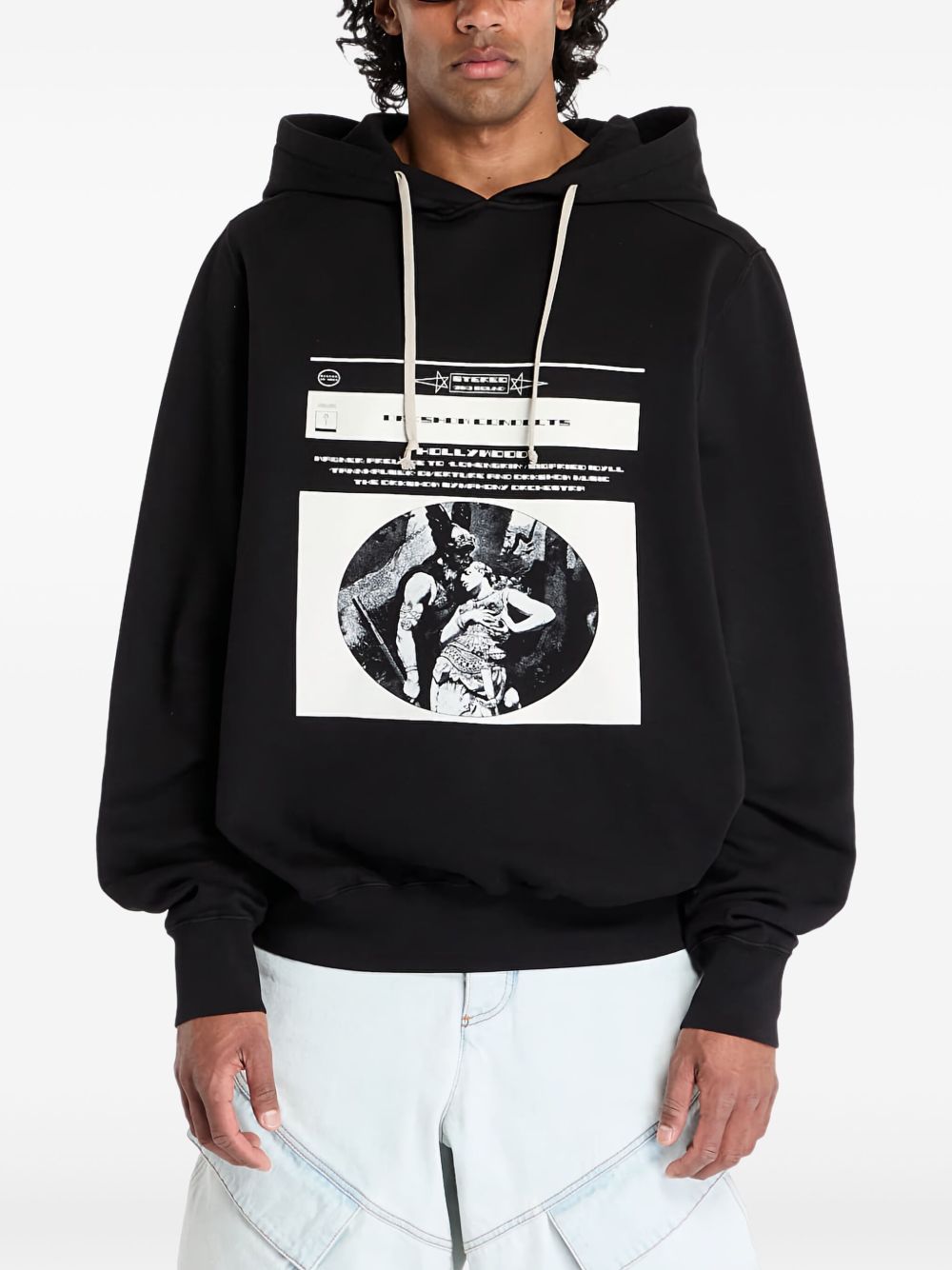 Graphic-print hoodie - Black