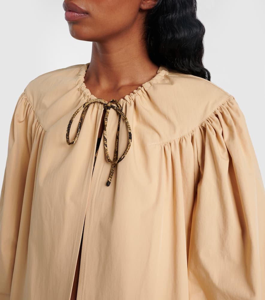 Gathered cotton poplin coat