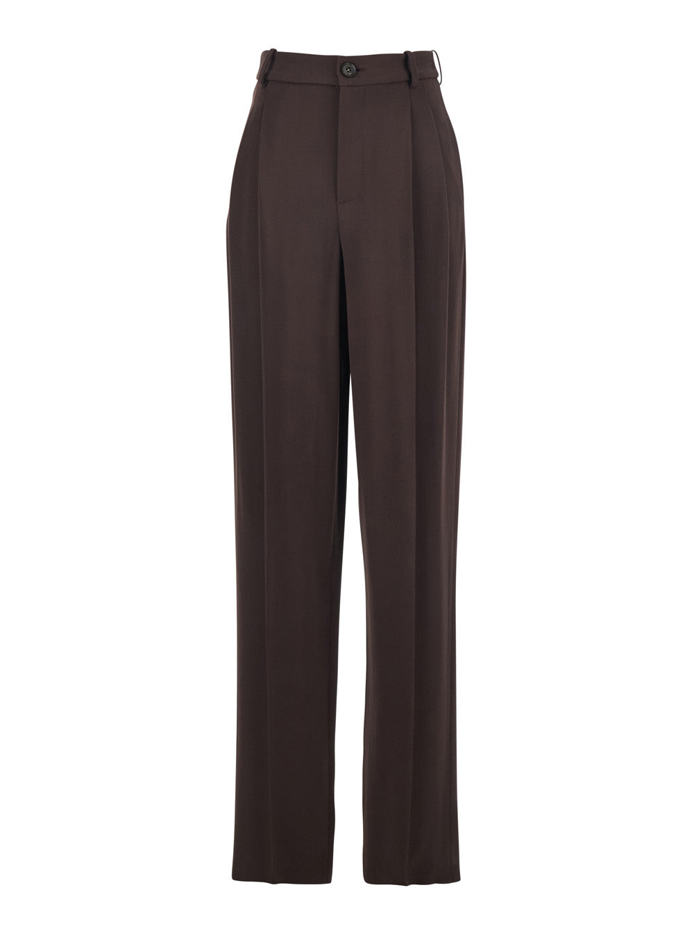 Stretch Viscose Trousers — Brown