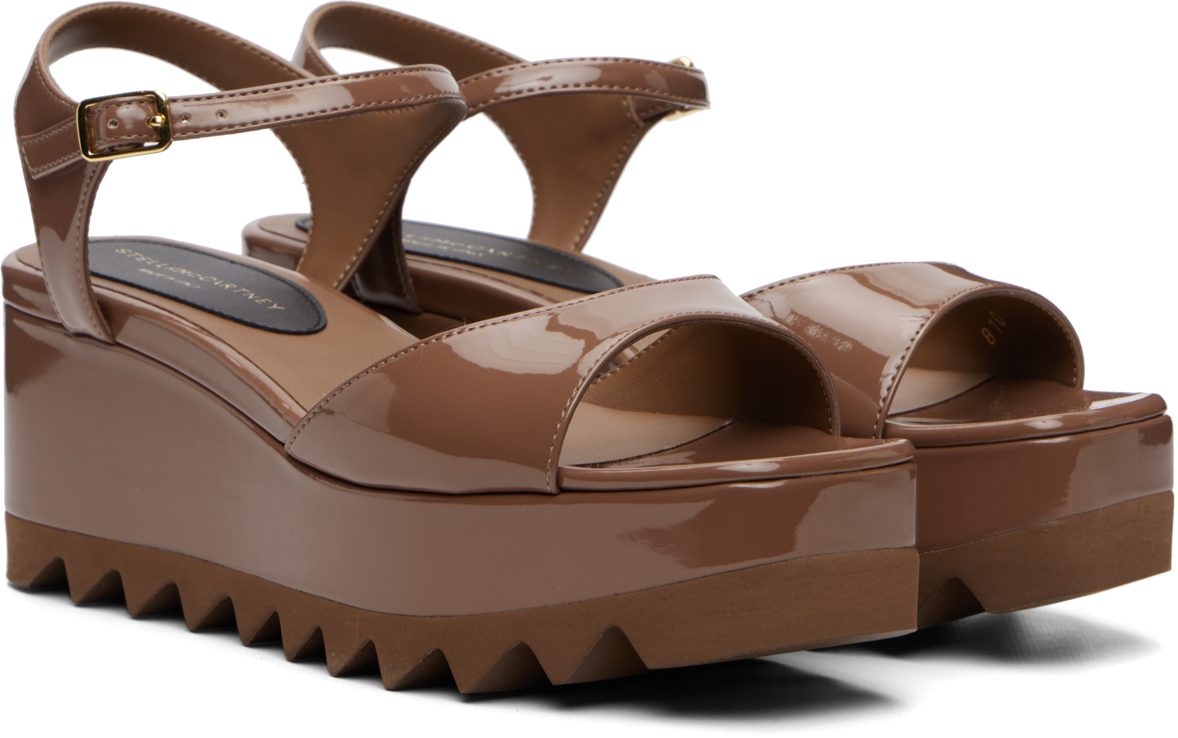 Brown Elyse Patent Platform Sandals